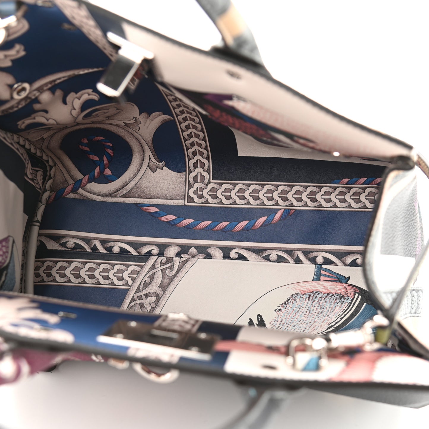 Calfskin Elisabetta Piccolo Print The Studio Bag White Multicolor