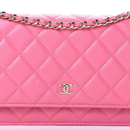 Chanel Caviar Quilted Wallet on Chain WOC Pink 8 of 12