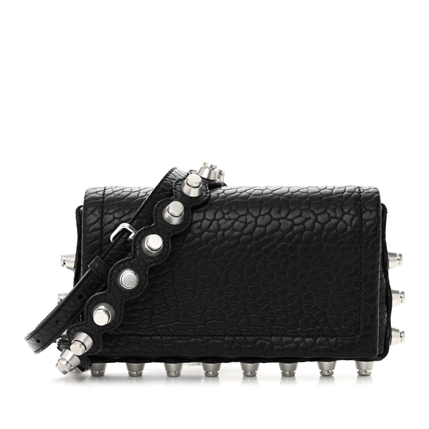 Alexander Wang Pebbled Lambskin Studded Roz Shoulder Bag Black