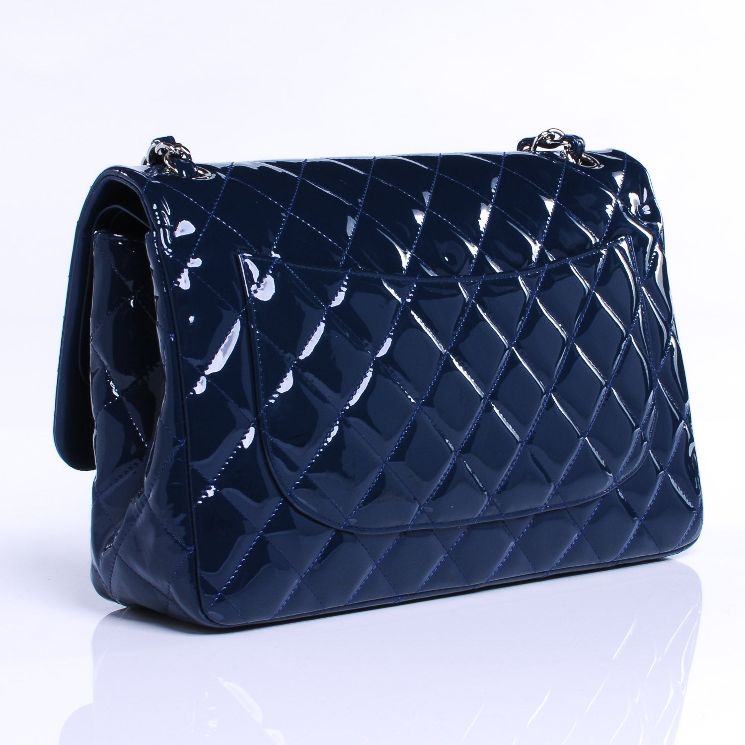 Chanel Patent Jumbo Double Flap Navy Blue 3 of 7