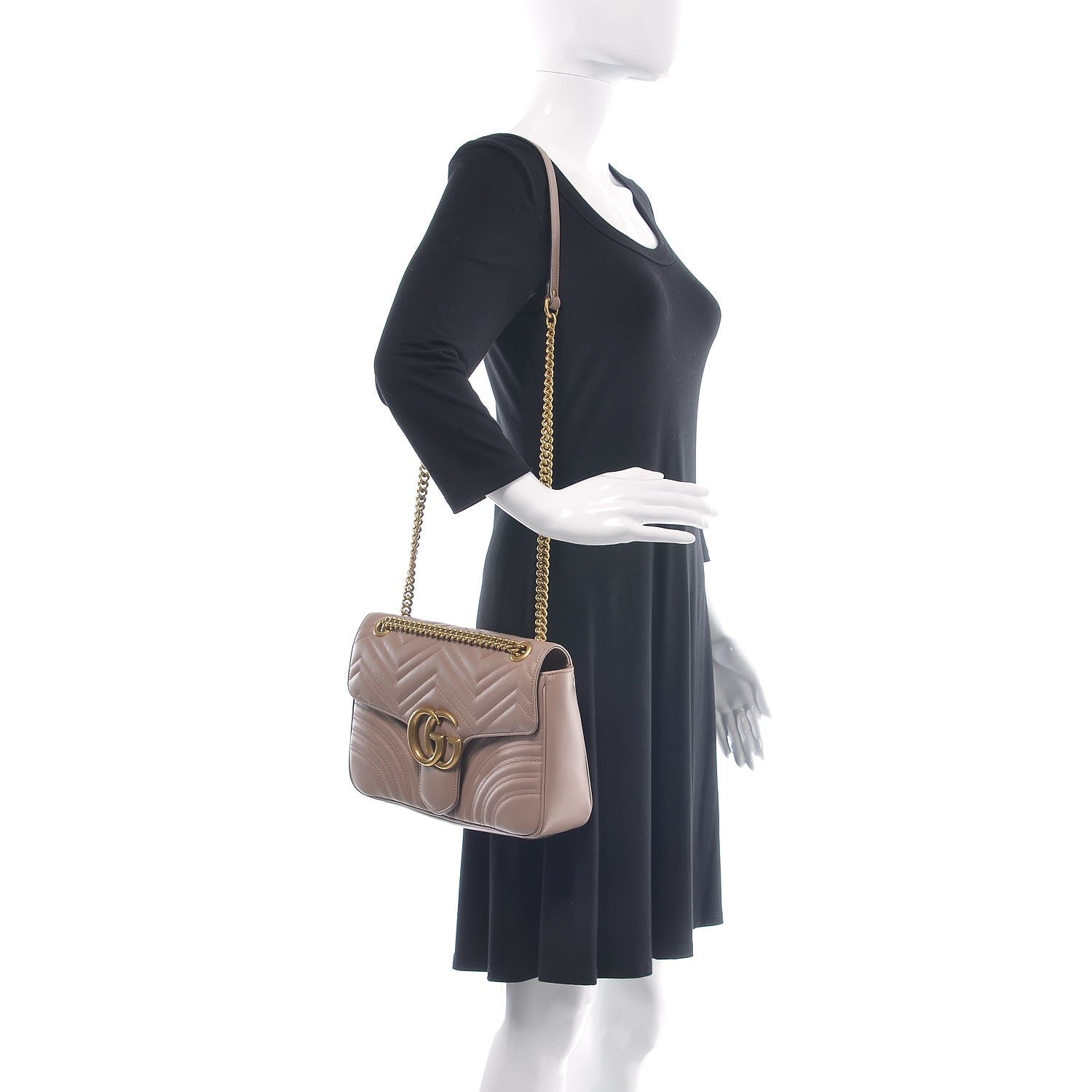 Gucci Calfskin Matelasse Medium GG Marmont Shoulder Bag Porcelain Rose 2 of 8
