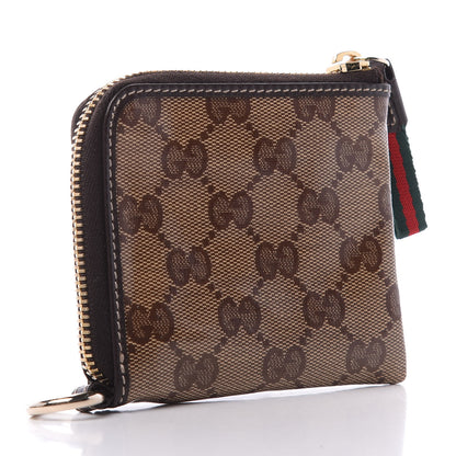 Gucci Crystal Monogram Zip Around Coin Purse Wallet Dark Brown 3 of 10