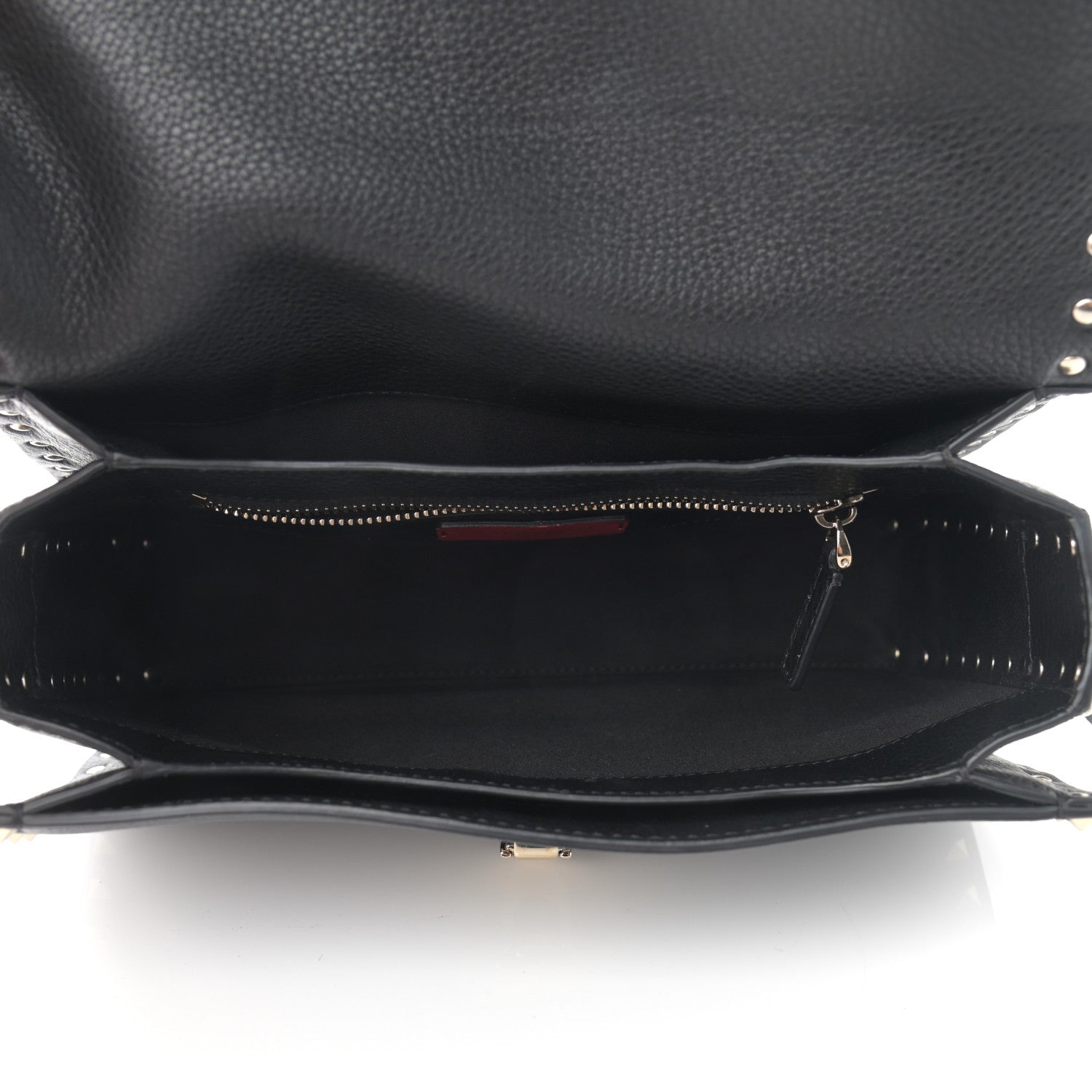 Valentino Garavani Pebbled Calfskin Medium Rockstud Flap Saddle Bag Black 7 of 12