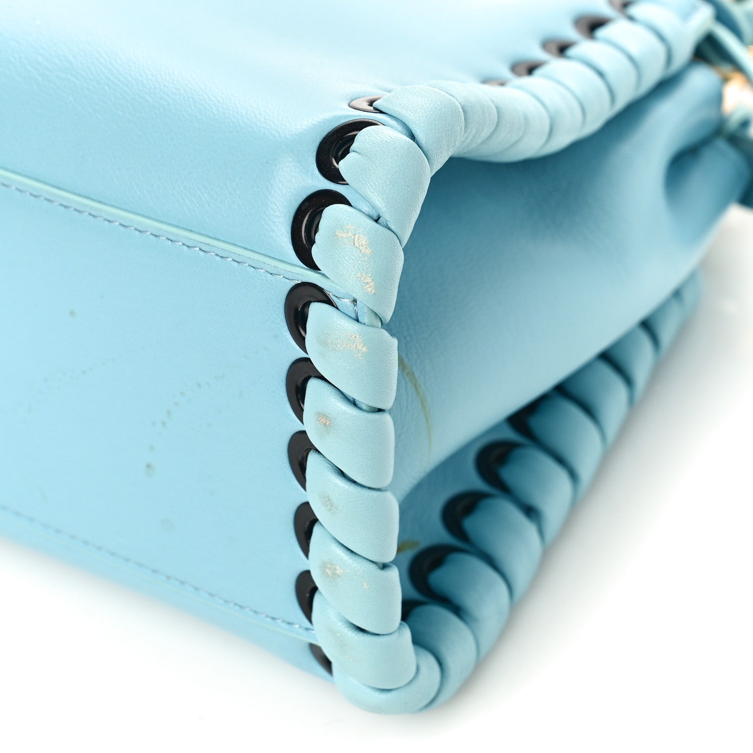 Fendi Nappa Lace Up Mini Peekaboo Iconic Satchel Turchese 9 of 10