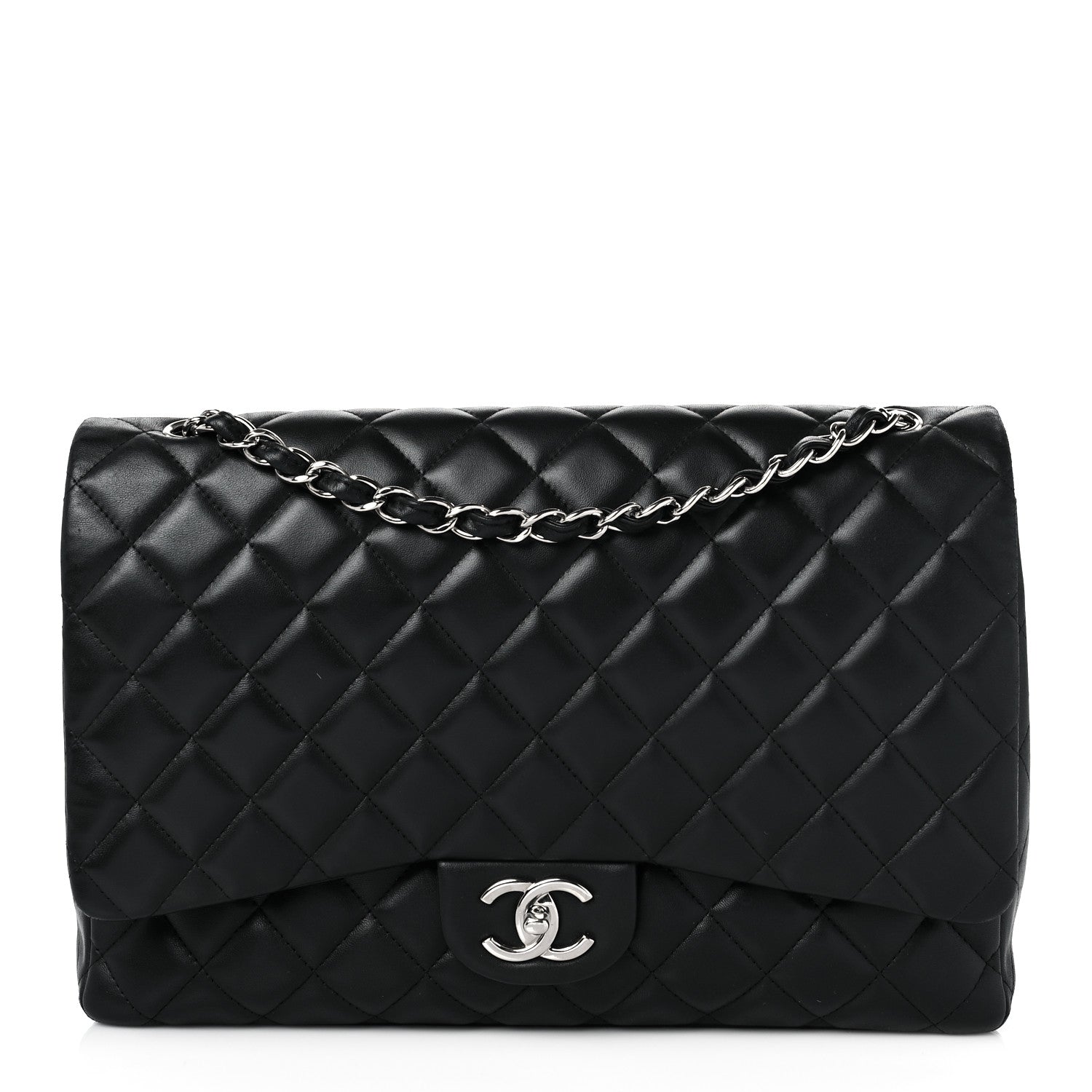 Chanel Lambskin Quilted Maxi Double Flap Black 1 of 9