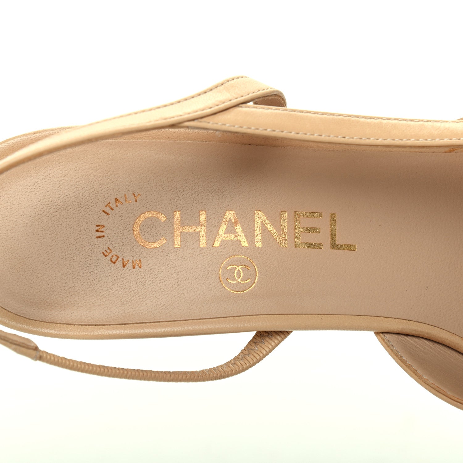 Chanel Goatskin Grosgrain Cap Toe CC Slingback Pumps 39 Beige Black 7 of 16