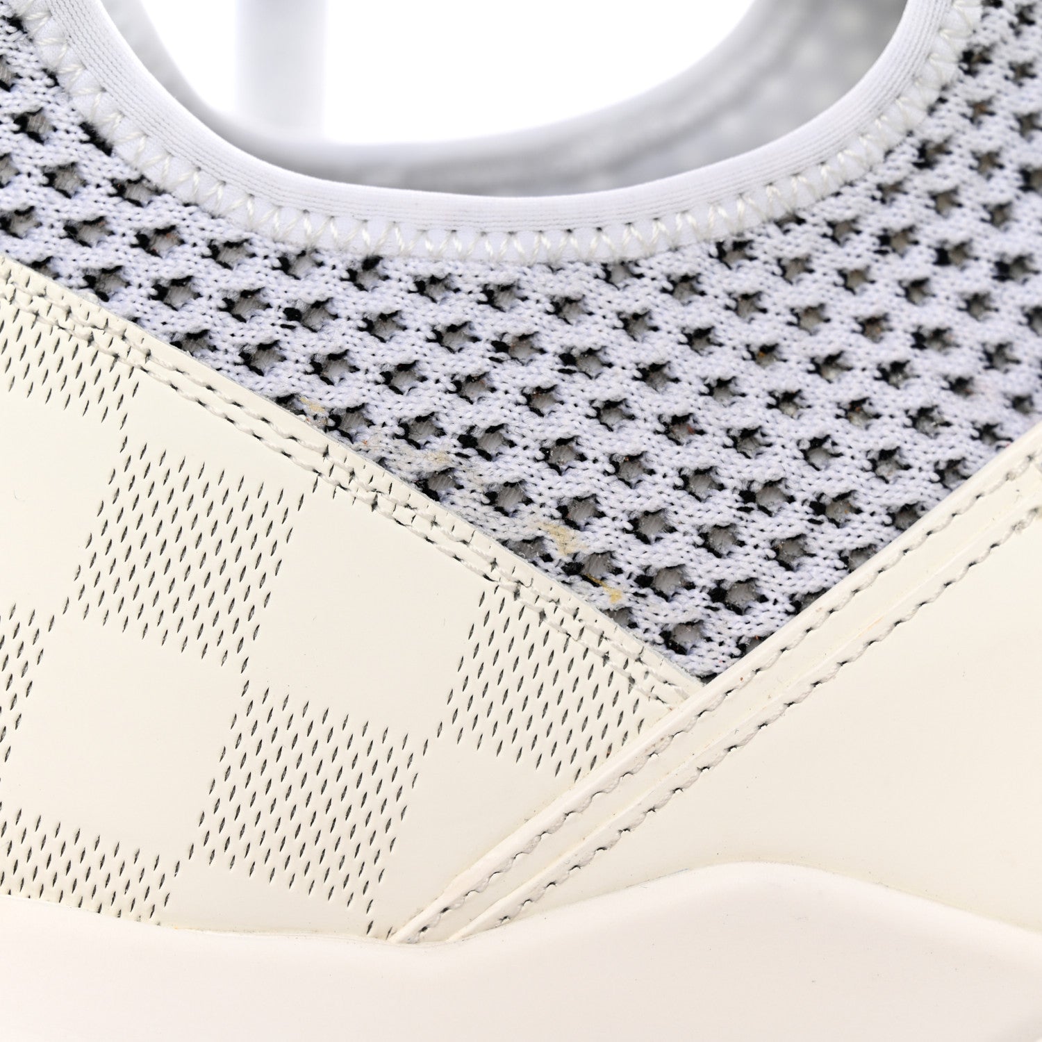 Louis Vuitton Mesh Calfskin Damier Embossed Fuel Power Sneakers 11 White 10 of 13