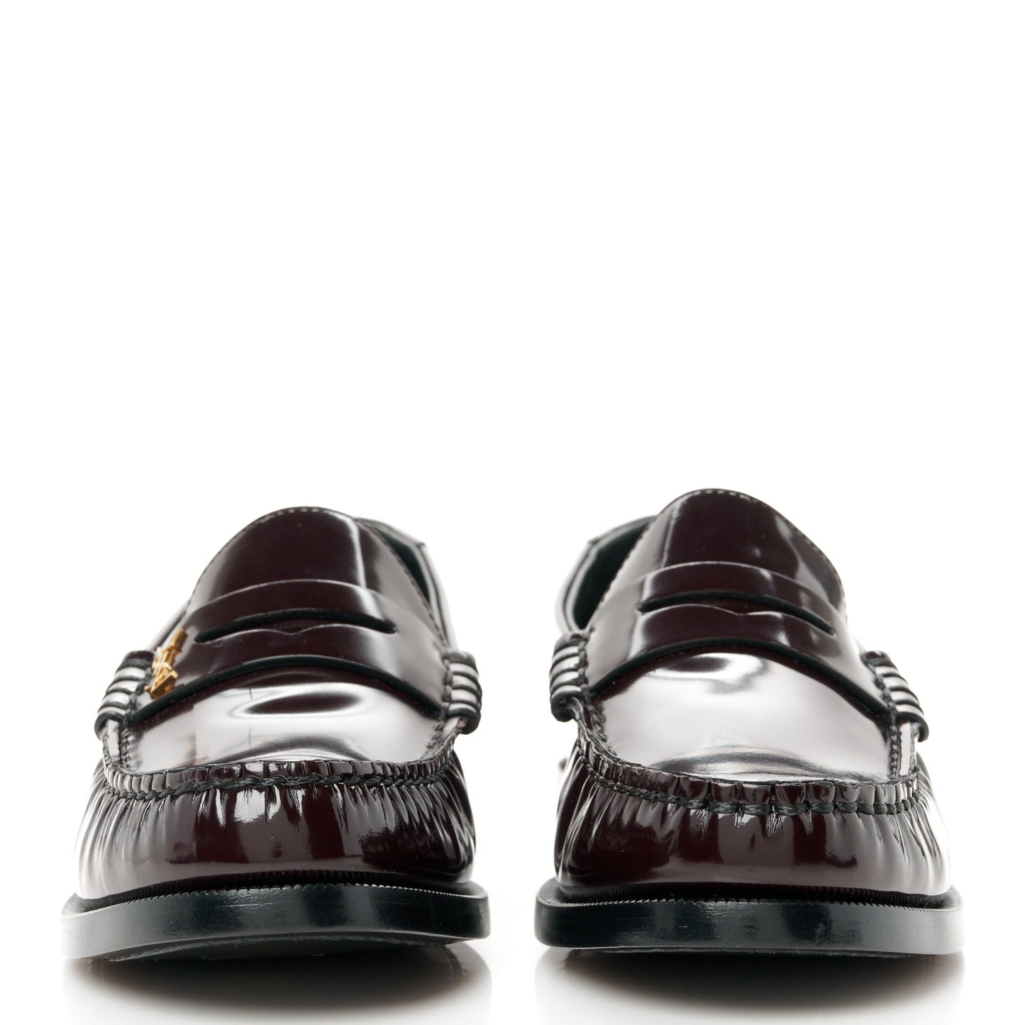 Patent Calfskin Penny Loafers 37 Cordovan Red