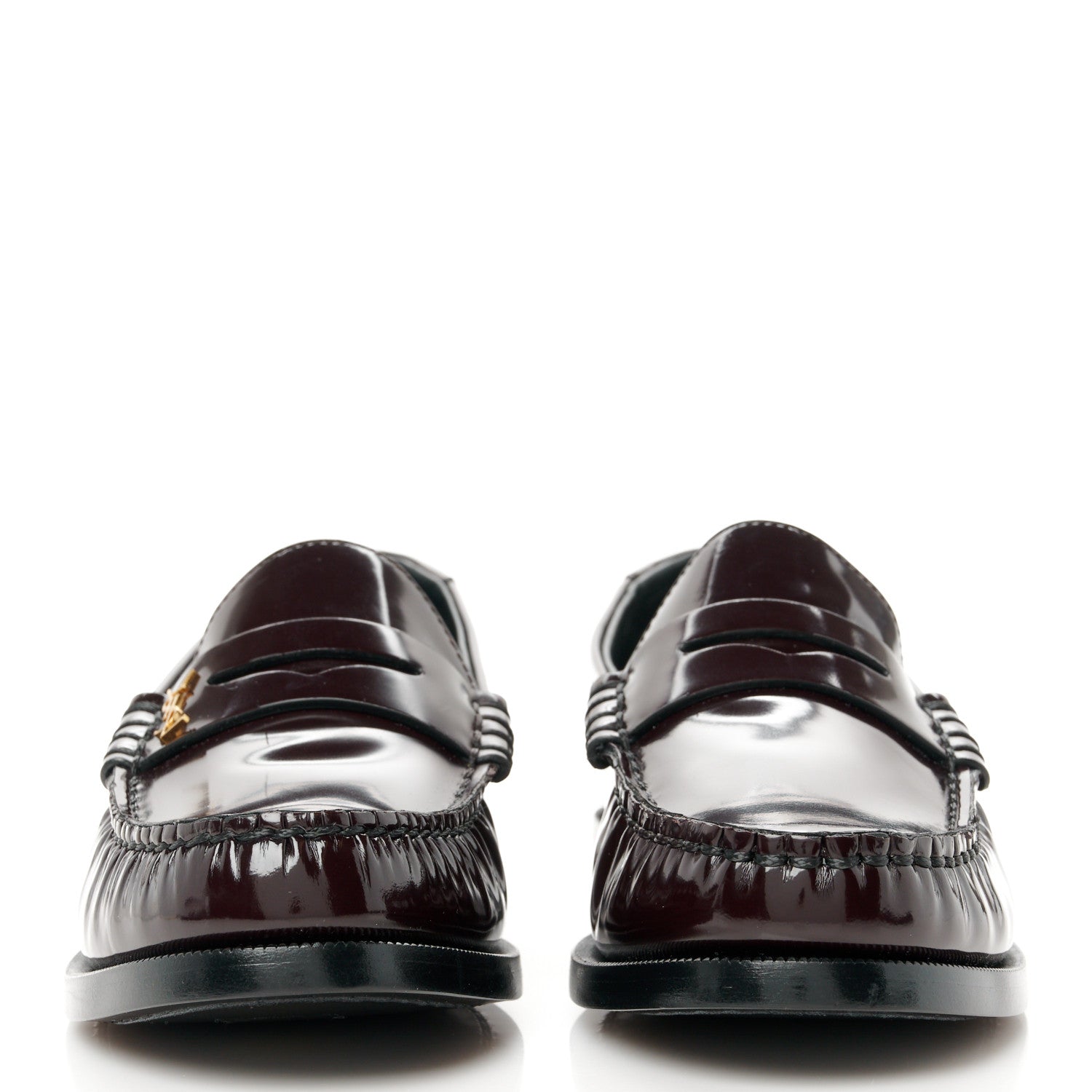 Saint Laurent Patent Calfskin Penny Loafers 37 Cordovan Red 2 of 9