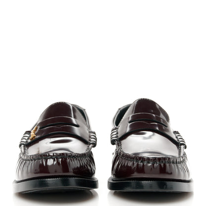 Saint Laurent Patent Calfskin Penny Loafers 37 Cordovan Red 2 of 9