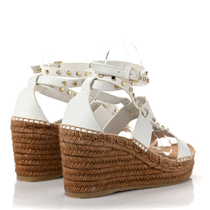 Jimmy Choo Calfskin Studded Danica 80 Espadrille Wedge Sandals 39 White 4 of 8