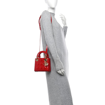 Christian Dior Patent Cannage Mini Lady Dior Red 2 of 10