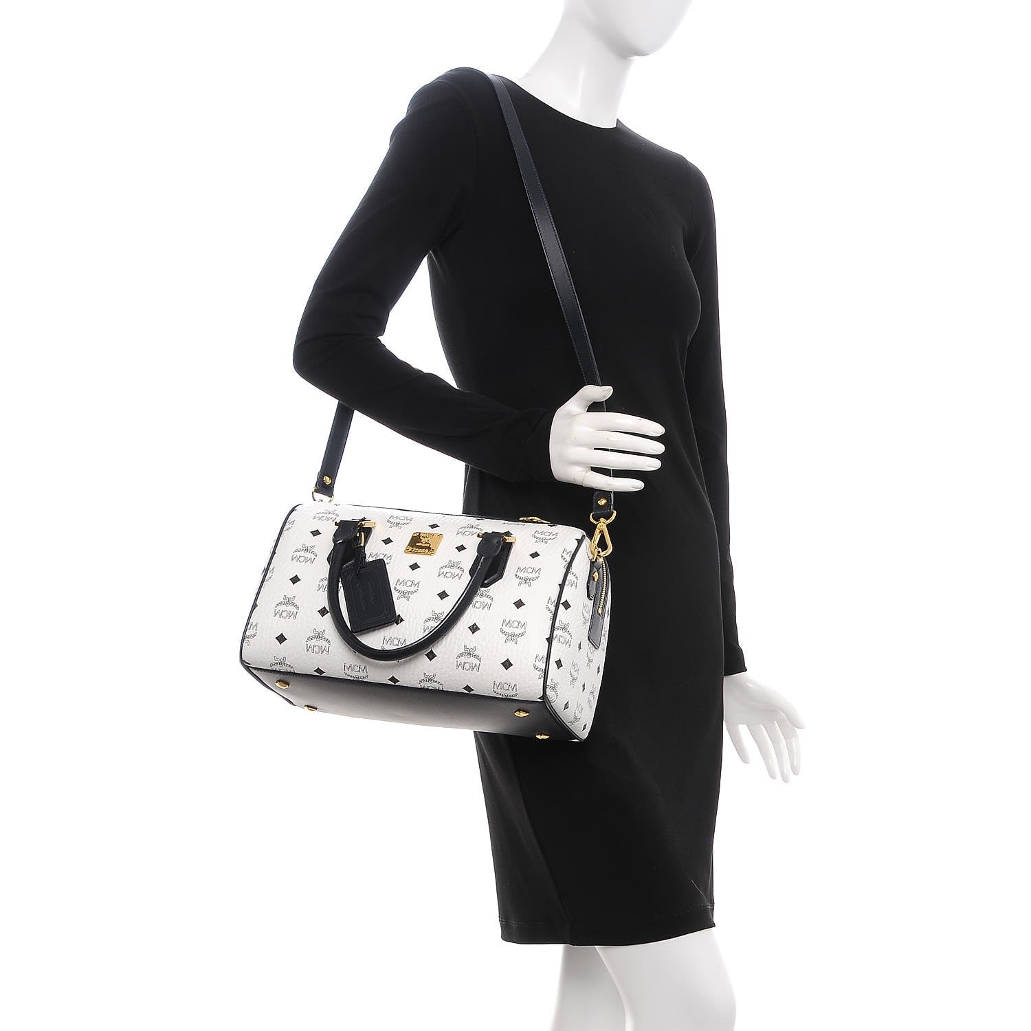 MCM Visetos Heritage Boston Satchel White 2 of 18