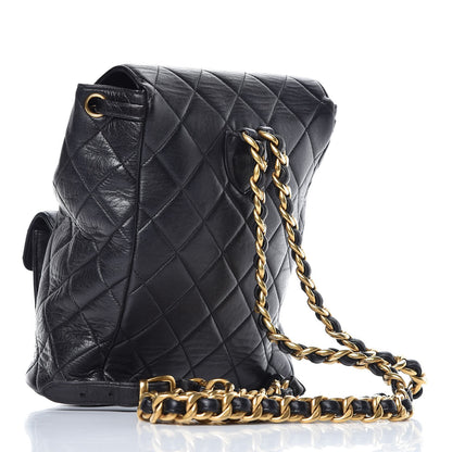 Chanel Lambskin Quilted Drawstring Backpack Black 3 of 10