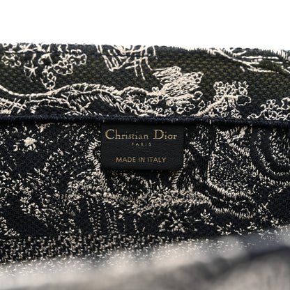 Christian Dior Canvas Embroidered Medium Toile De Jouy Reverse Book Tote Blue 6 of 10