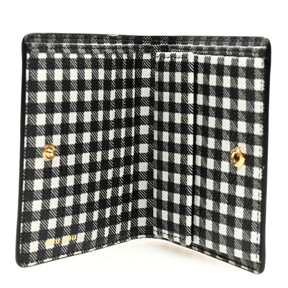 Miu Miu Goatskin Madras Wallet Black White 5 of 6