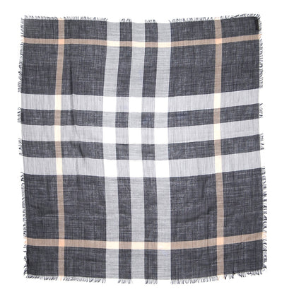 Burberry Silk Modal Wool Check Lightweight Scarf Black 3 of 4