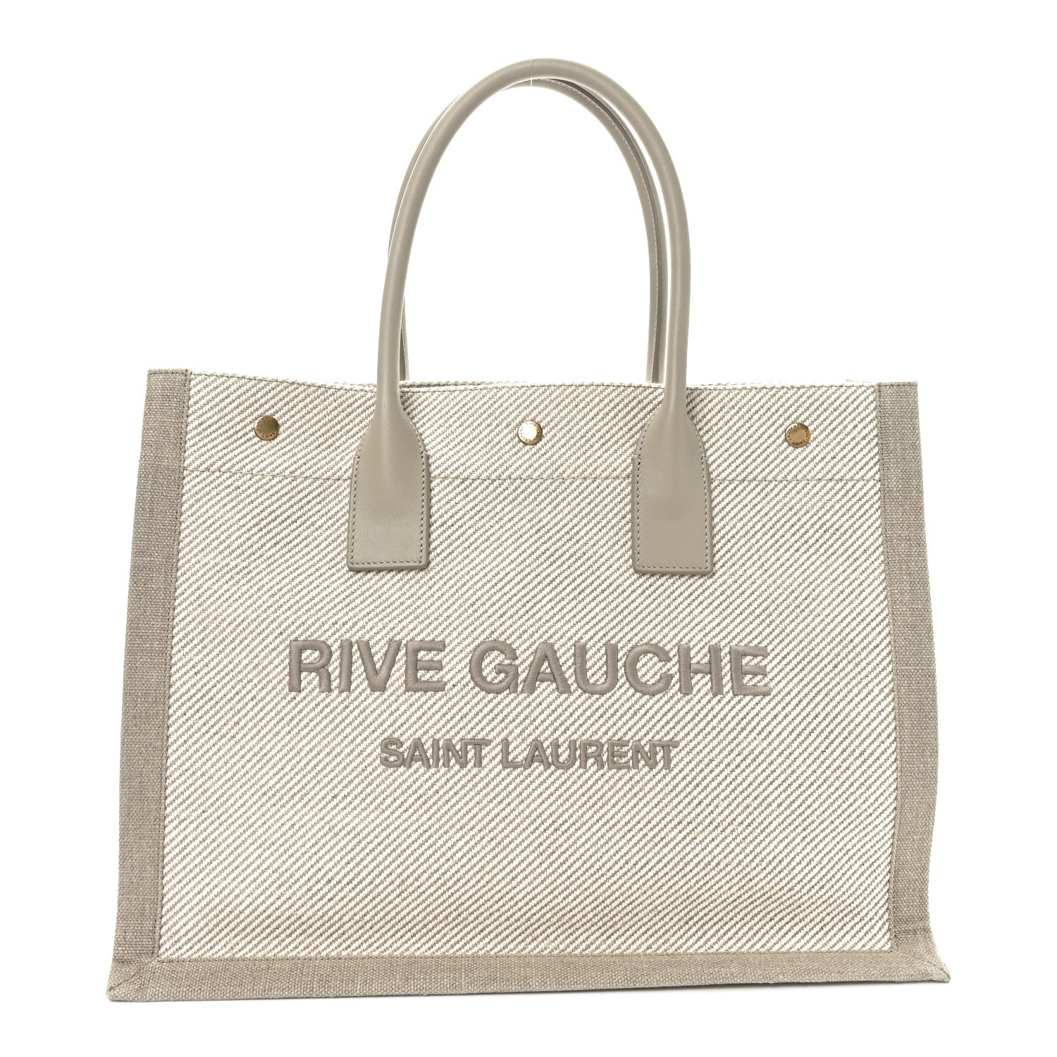 Saint Laurent Linen Calfskin Small Rive Gauche Tote Beige Sea Salt 1 of 9