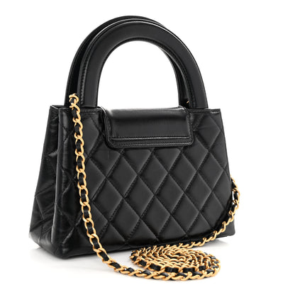 Chanel Shiny Aged Calfskin Quilted Nano Kelly Shopper Black 3 of 11