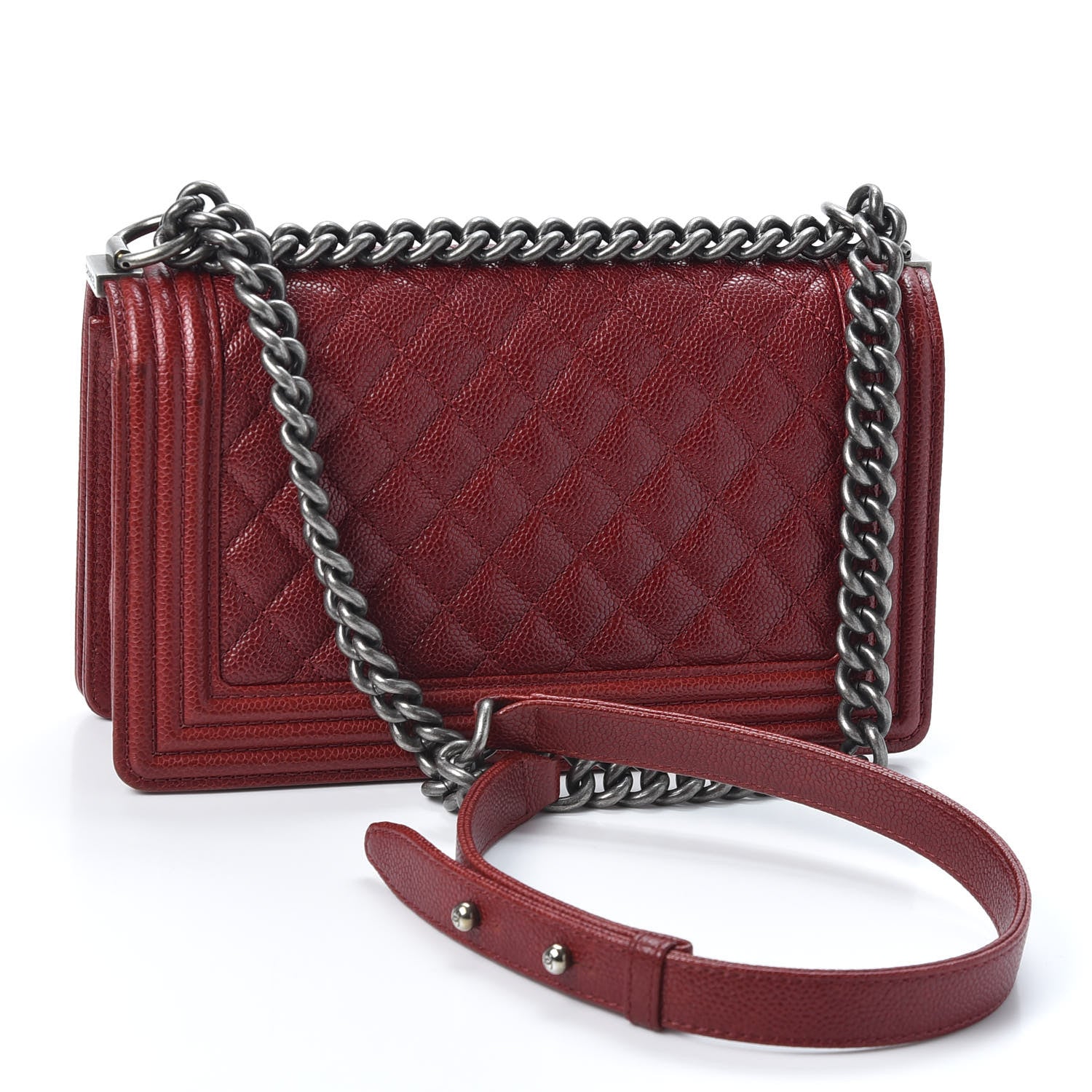 Chanel Caviar Quilted Medium Boy Flap Dark Red 2 of 11