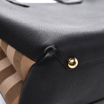 Burberry Calfskin House Check Medium Banner Tote Black 8 of 12