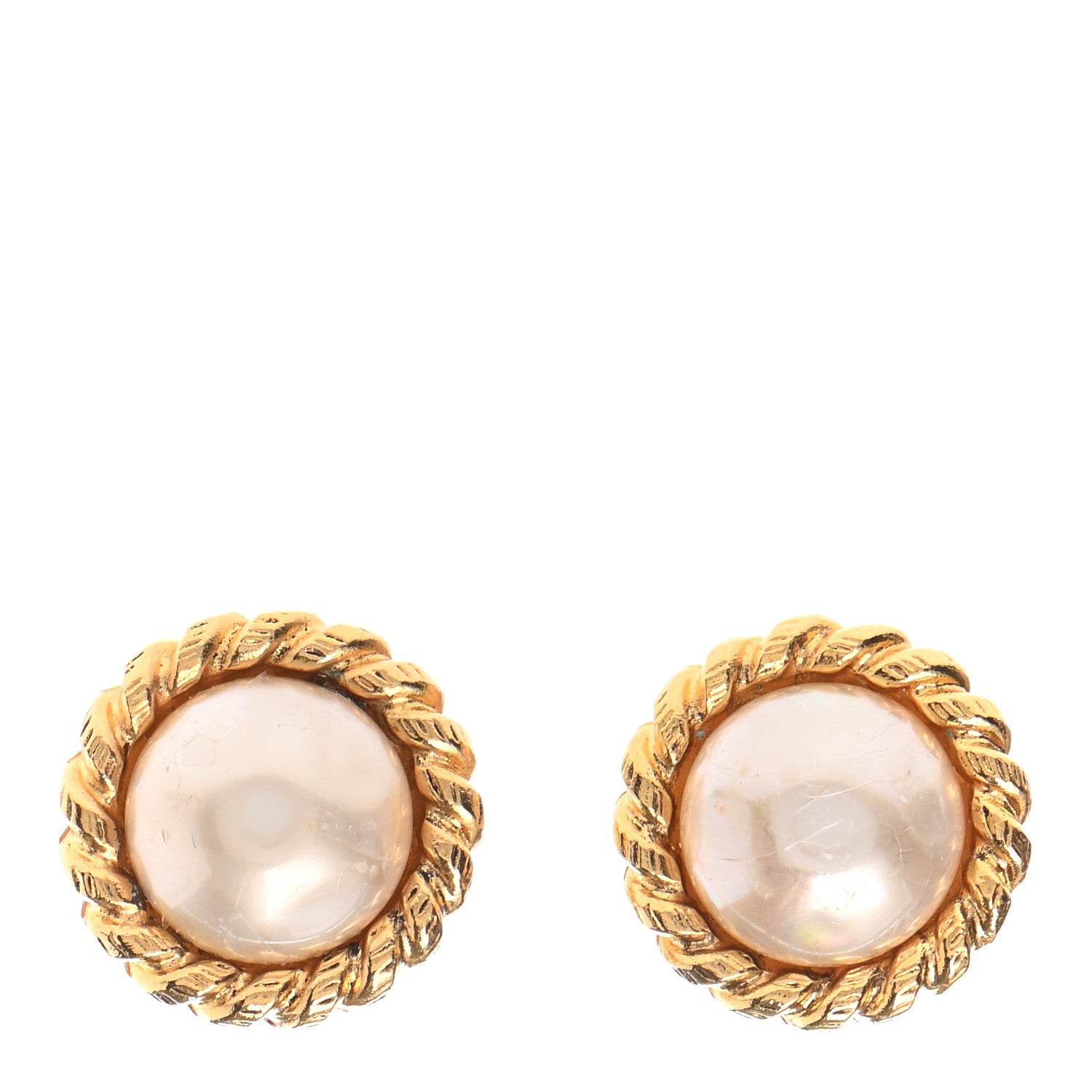 Chanel Pearl Clip On Earrings Gold 1 of 9