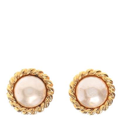 Chanel Pearl Clip On Earrings Gold 1 of 9