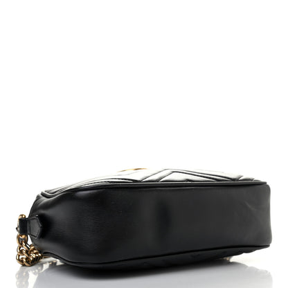Gucci Calfskin Matelasse Small GG Marmont Chain Shoulder Bag Black 3 of 4