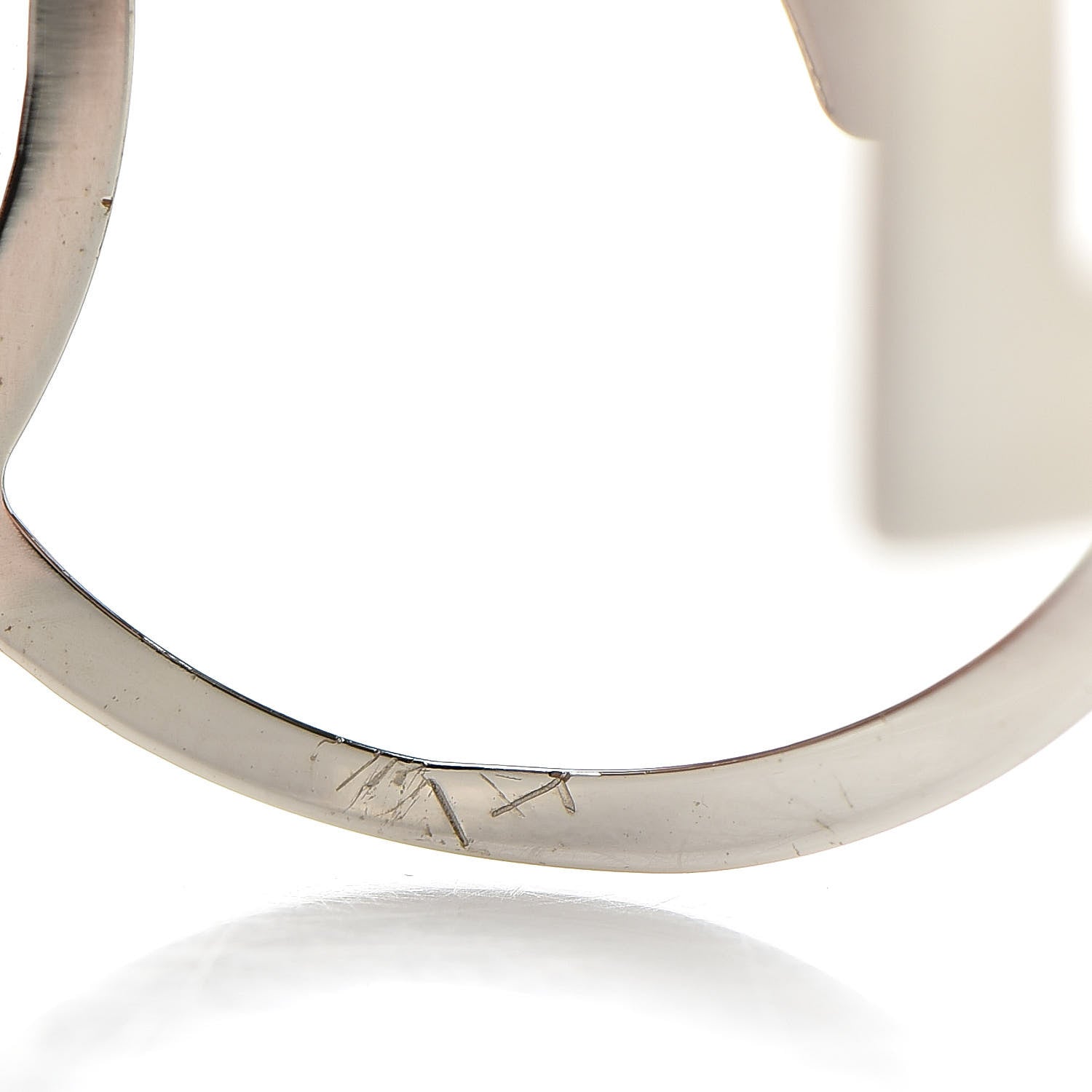 Chanel Crystal Peace Sign Emoji Bangle Bracelet Silver 5 of 6