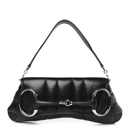 Gucci Nappa Vertical Matelasse Medium Maxi Horsebit Chain Shoulder Bag Black 1 of 8