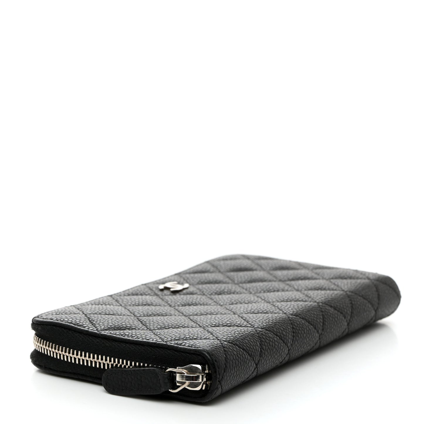 Caviar Quilted Large Gusset Zip Around Wallet Black