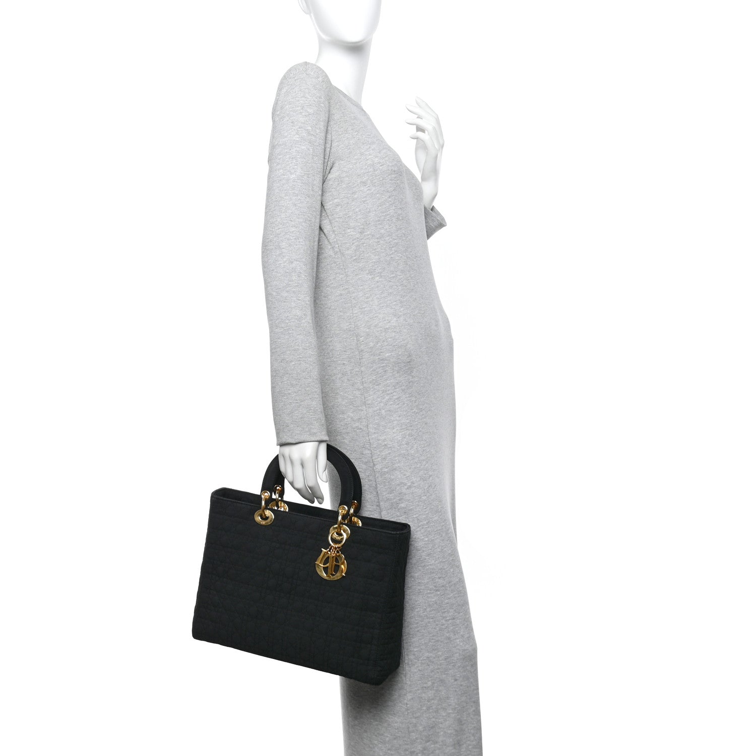Christian Dior Nylon Cannage Large Lady Dior Black 2 of 11