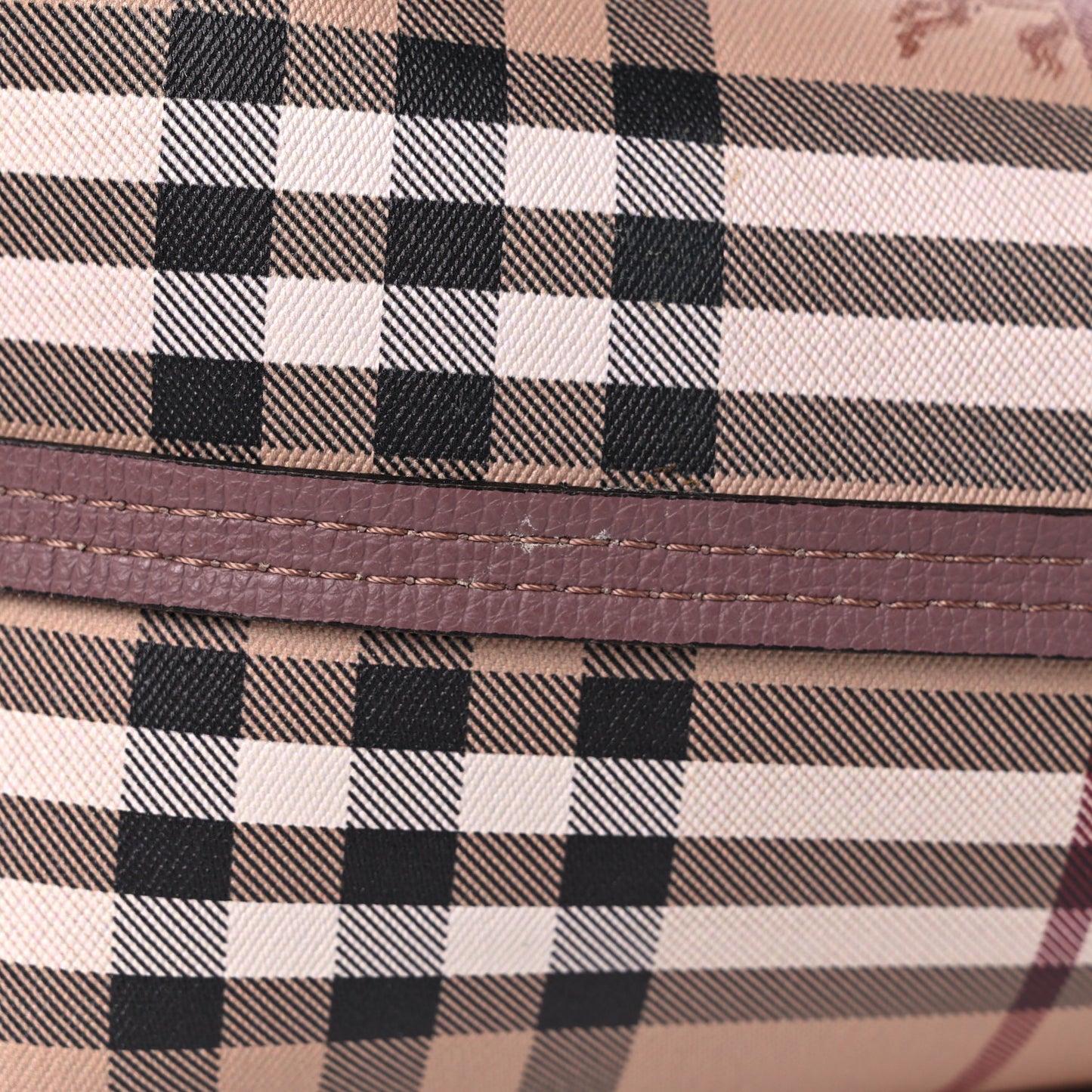Grainy Calfskin Haymarket Check Medium Reversible Tote Dusty Pink