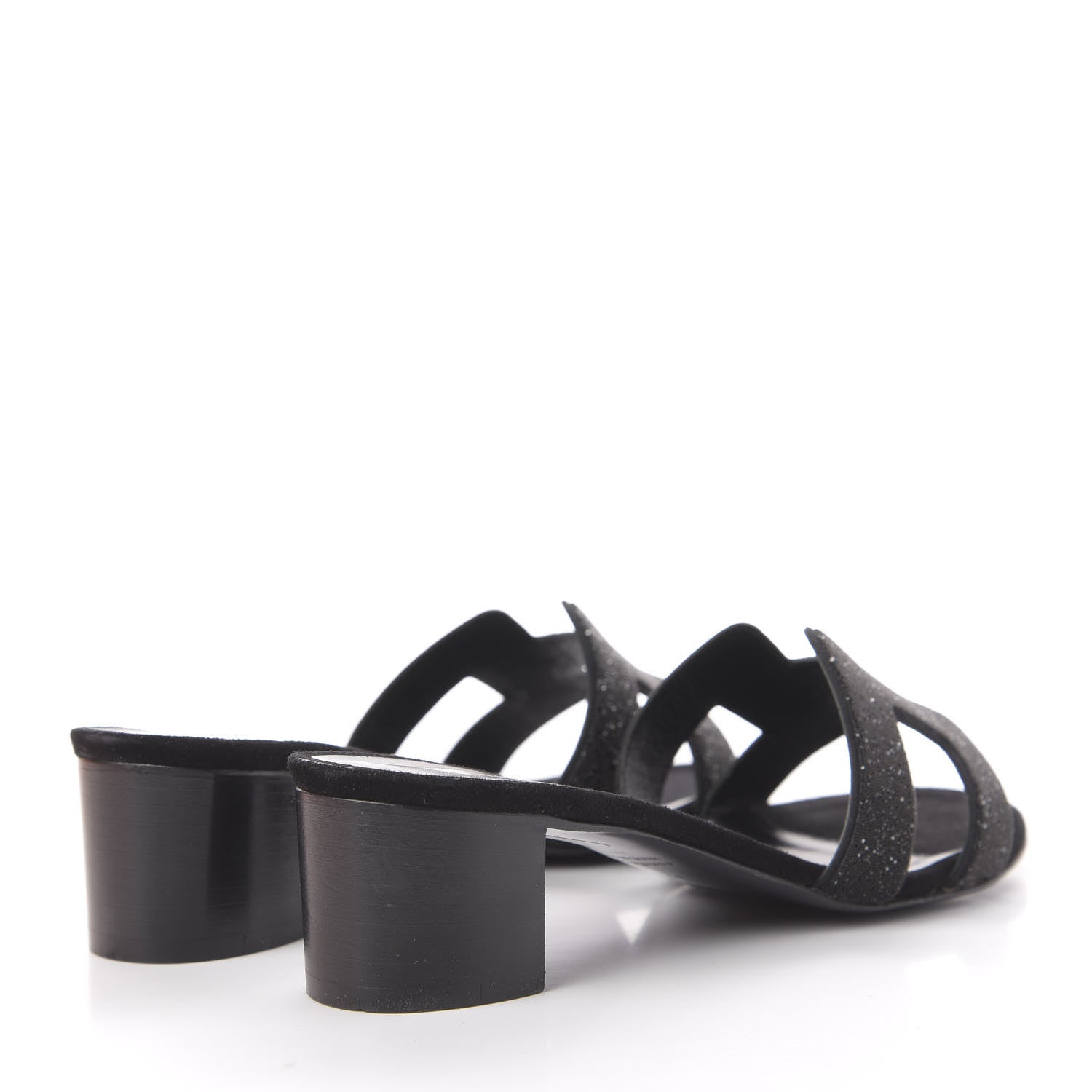 Hermes Suede Goatskin Crystal Powder Oasis Sandals 37 Black 4 of 11