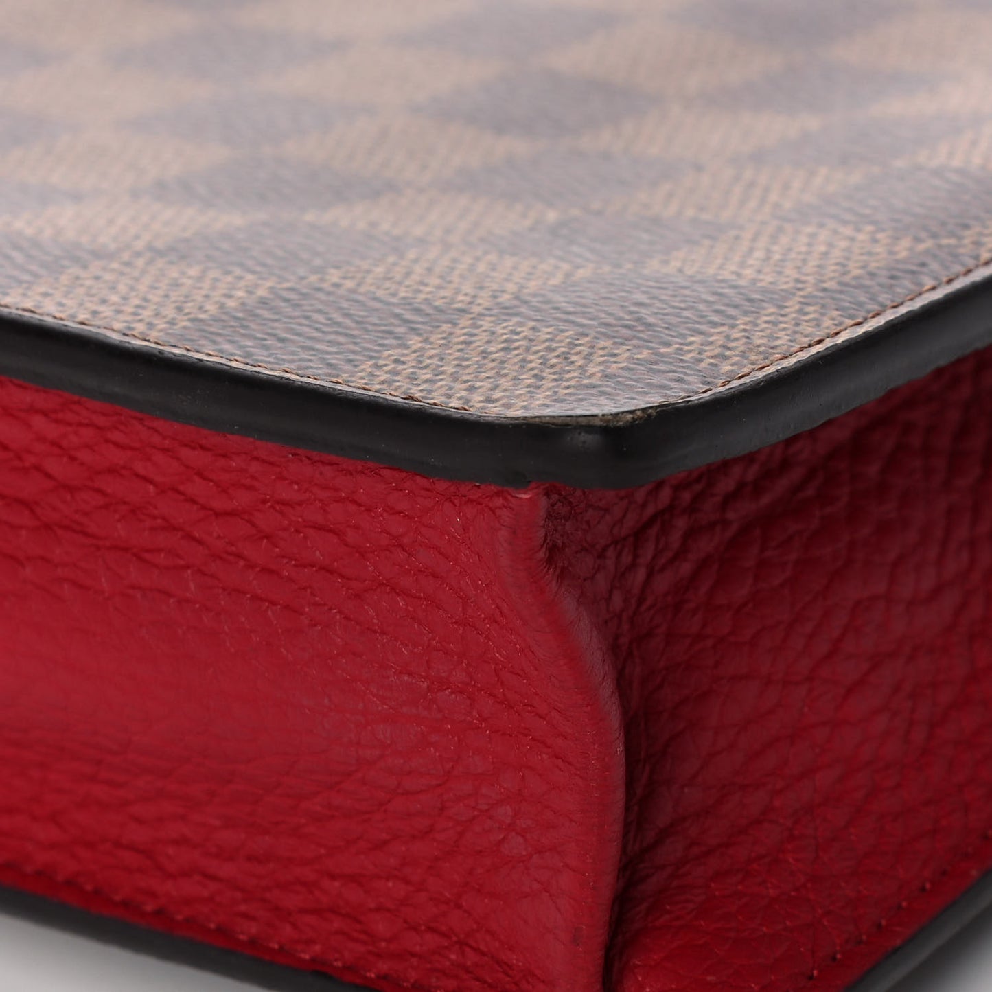 Damier Ebene Croisette Chain Wallet Scarlet