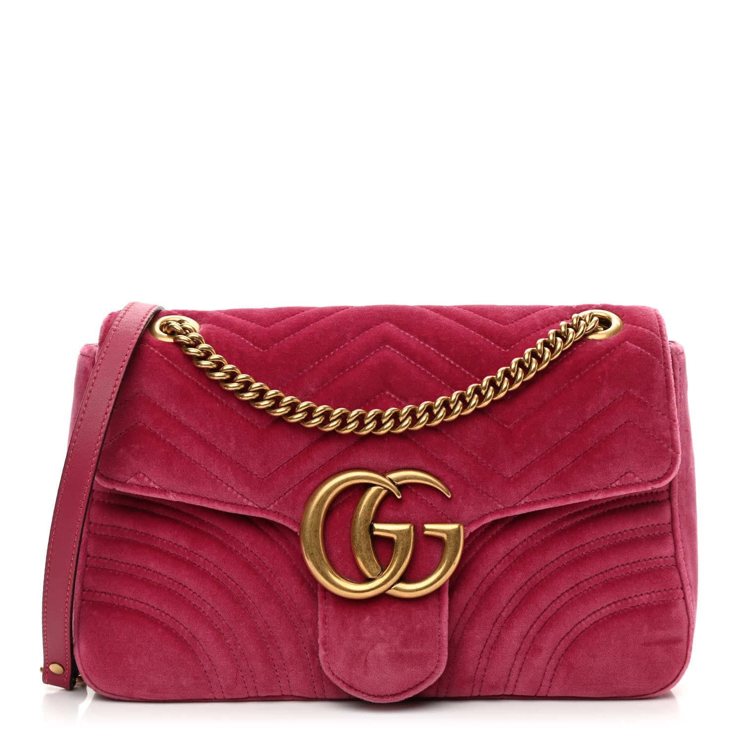Gucci Velvet Matelasse Medium GG Marmont Shoulder Bag Light Raspberry Rose 1 of 11