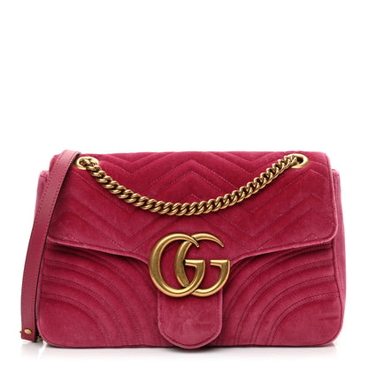 Gucci Velvet Matelasse Medium GG Marmont Shoulder Bag Light Raspberry Rose 1 of 11