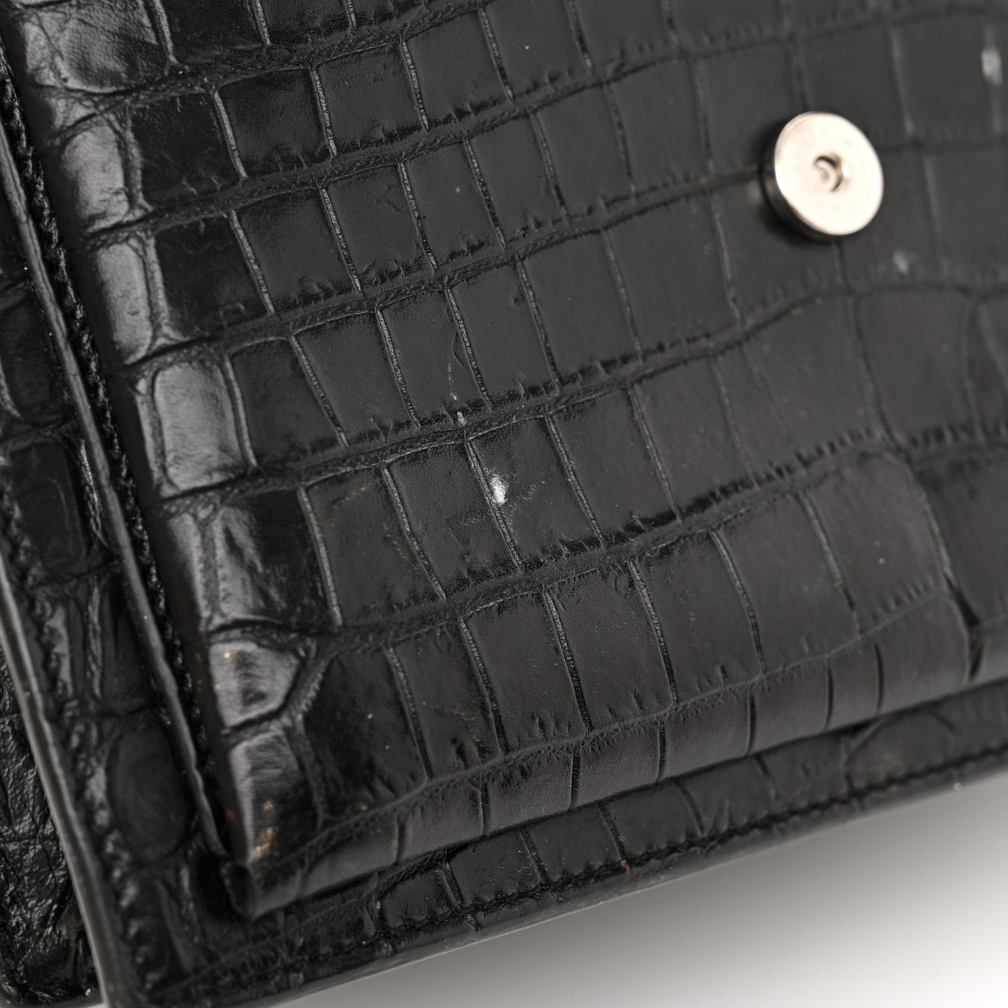 Calfskin Crocodile Embossed Medium Monogram Sunset Black