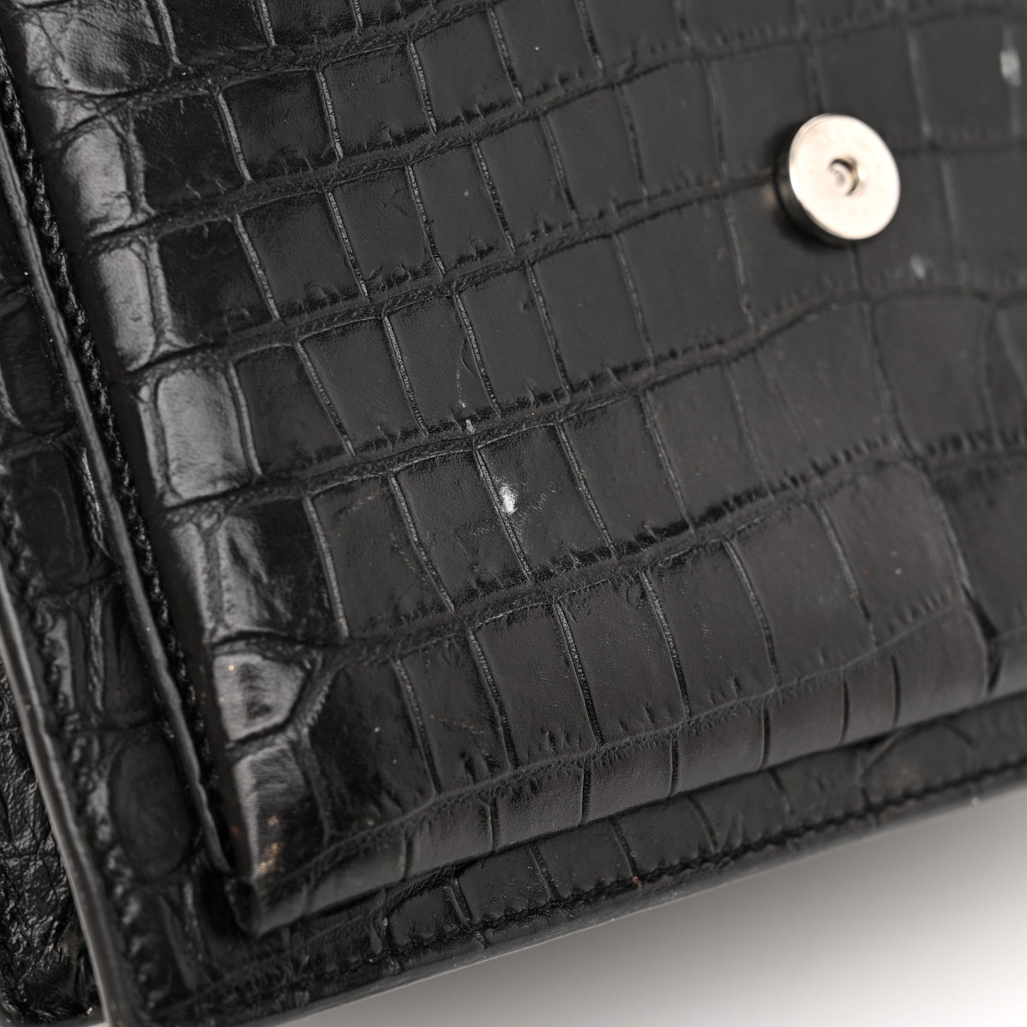 Saint Laurent Calfskin Crocodile Embossed Medium Monogram Sunset Black 16 of 19