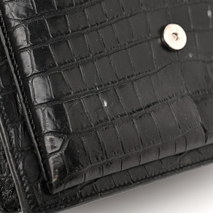 Saint Laurent Calfskin Crocodile Embossed Medium Monogram Sunset Black 16 of 19