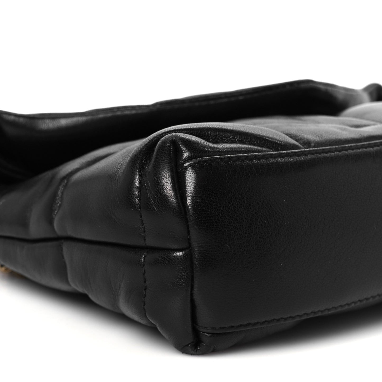 Lambskin Quilted Toy Loulou Puffer Monogram Chain Satchel Black