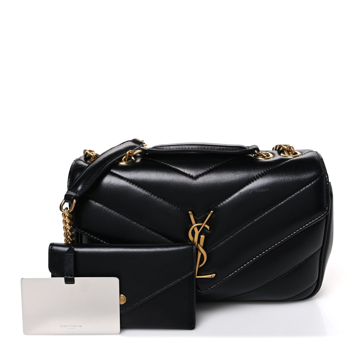 Lambskin Chevron Quilted Small Loulou Black