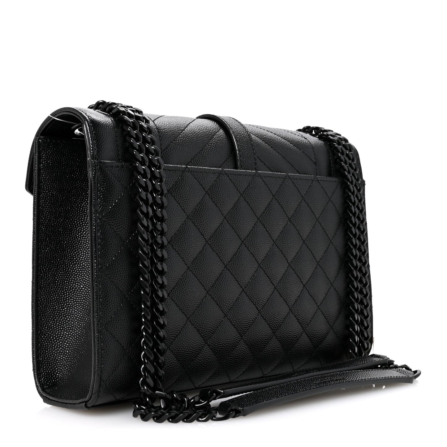 Grain De Poudre Textured Mixed Matelasse Triquilt Medium Monogram Monochrome Satchel Black
