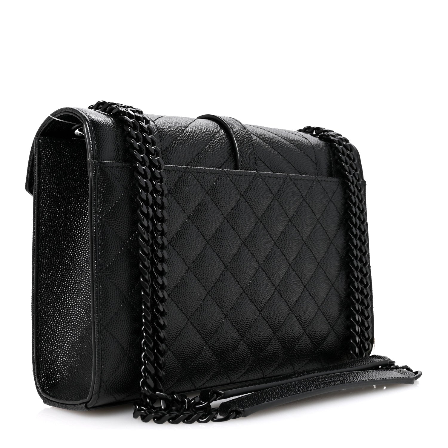 Saint Laurent Grain De Poudre Textured Mixed Matelasse Triquilt Medium Monogram Monochrome Satchel Black 3 of 11