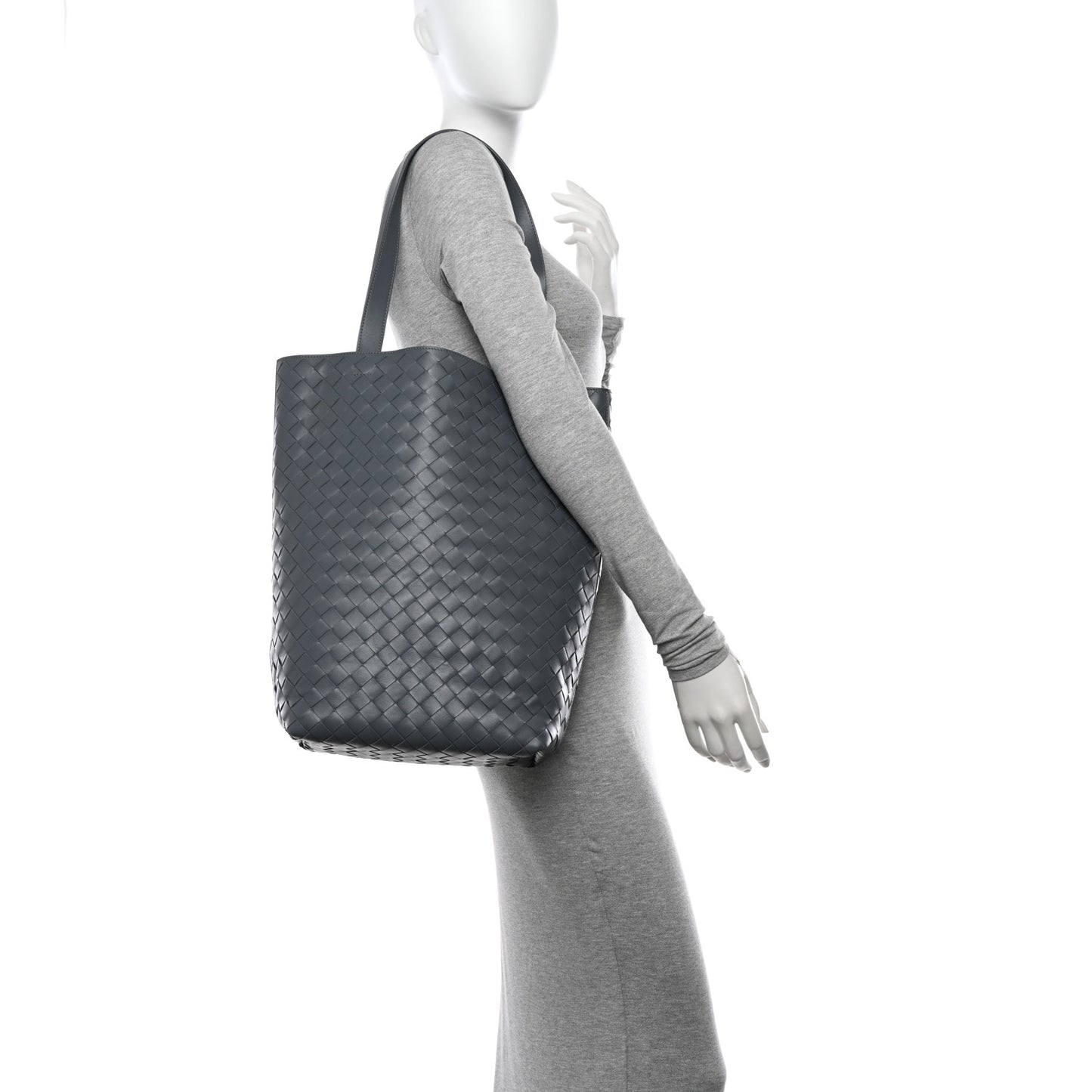 Calfskin Intrecciato Small Tote Bag Grey