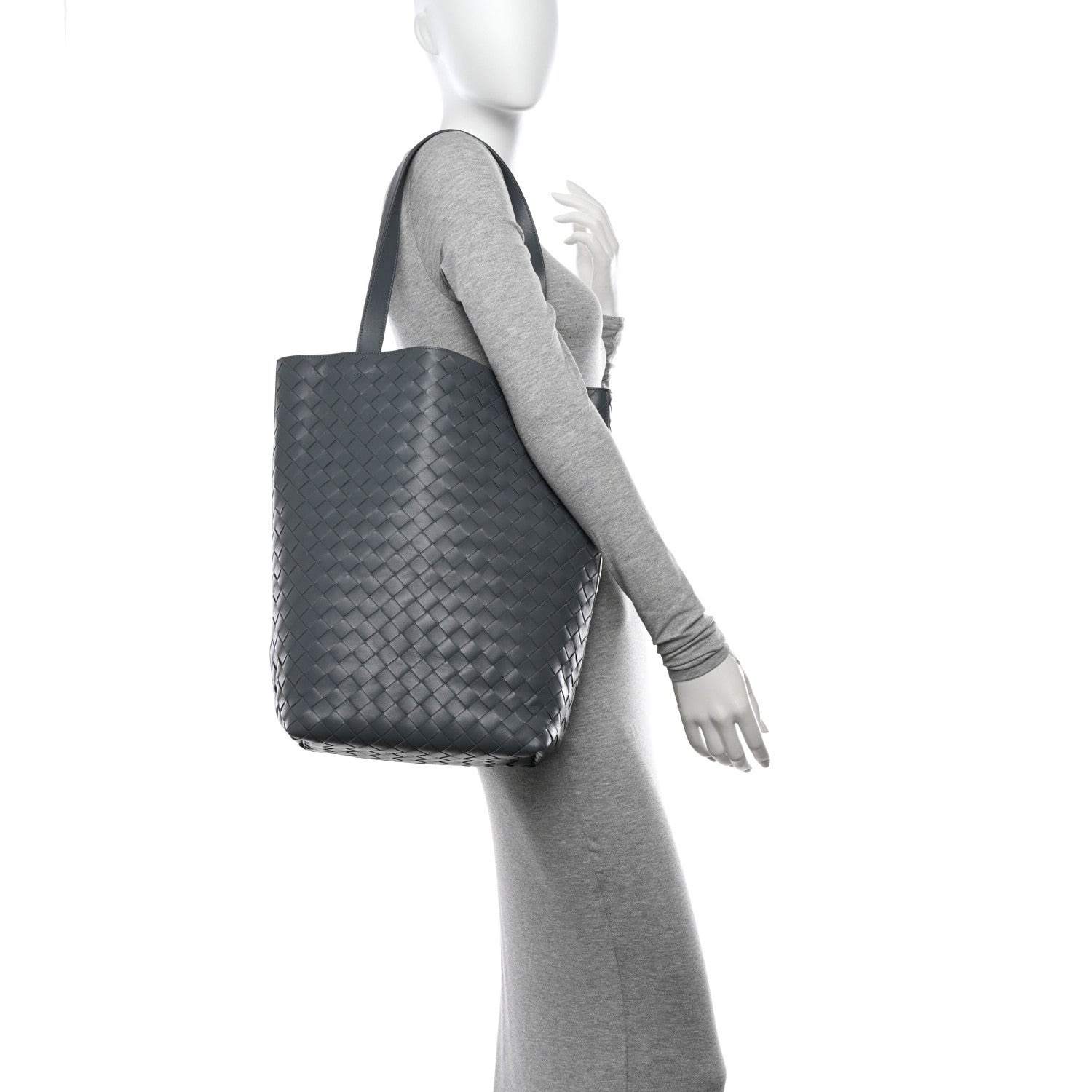 Bottega Veneta Calfskin Intrecciato Small Tote Bag Grey 2 of 10
