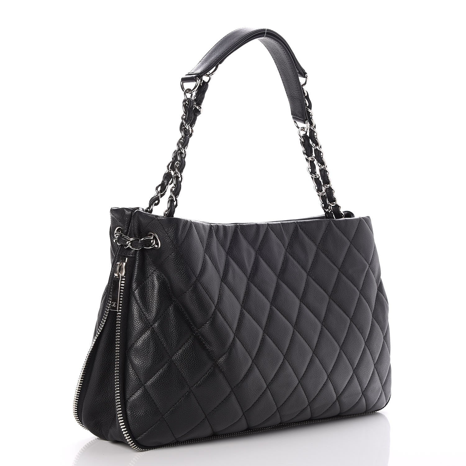 Chanel Caviar Quilted Expandable Zip Shoulder Bag Black 3 of 10
