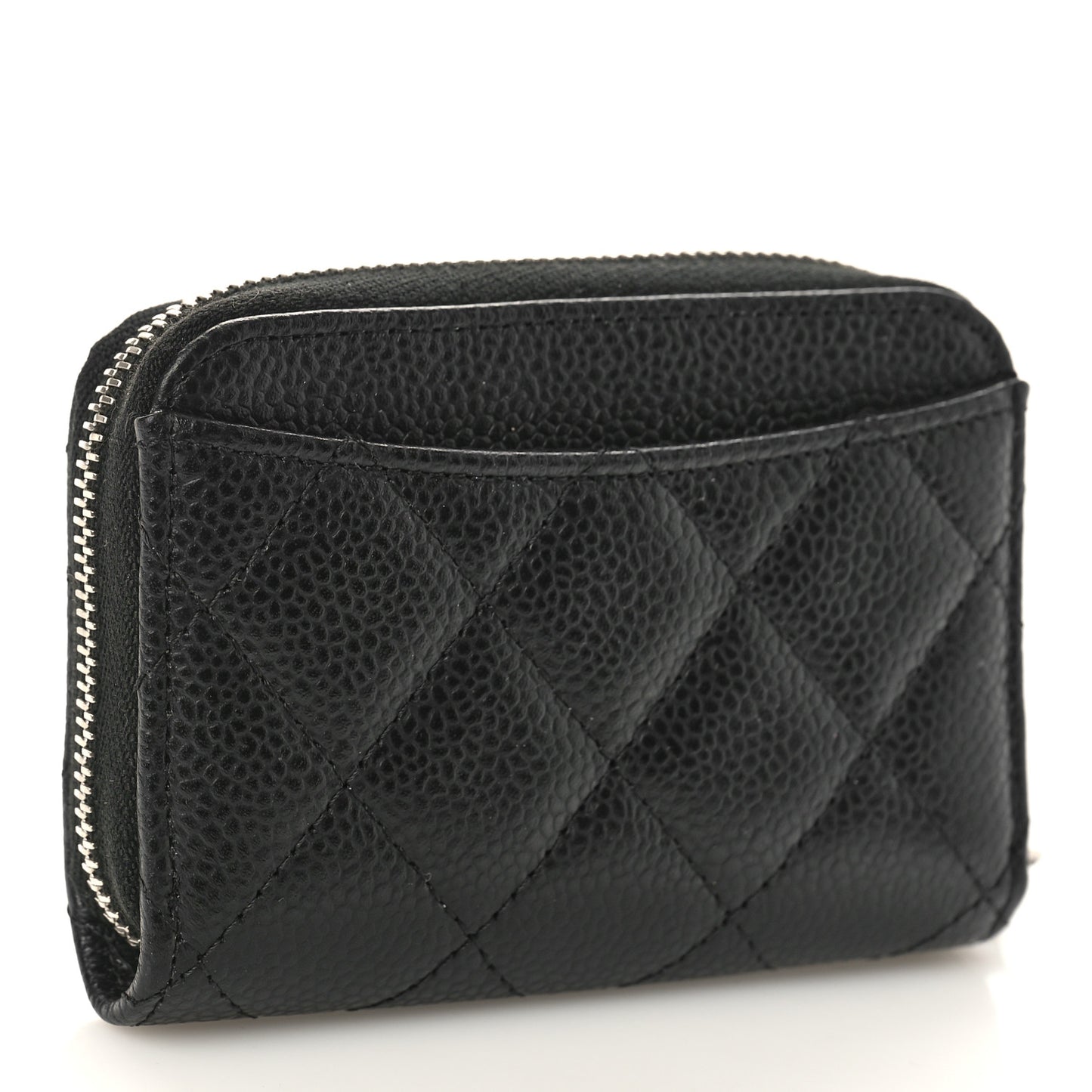 Caviar Quilted Zip Coin Purse Black