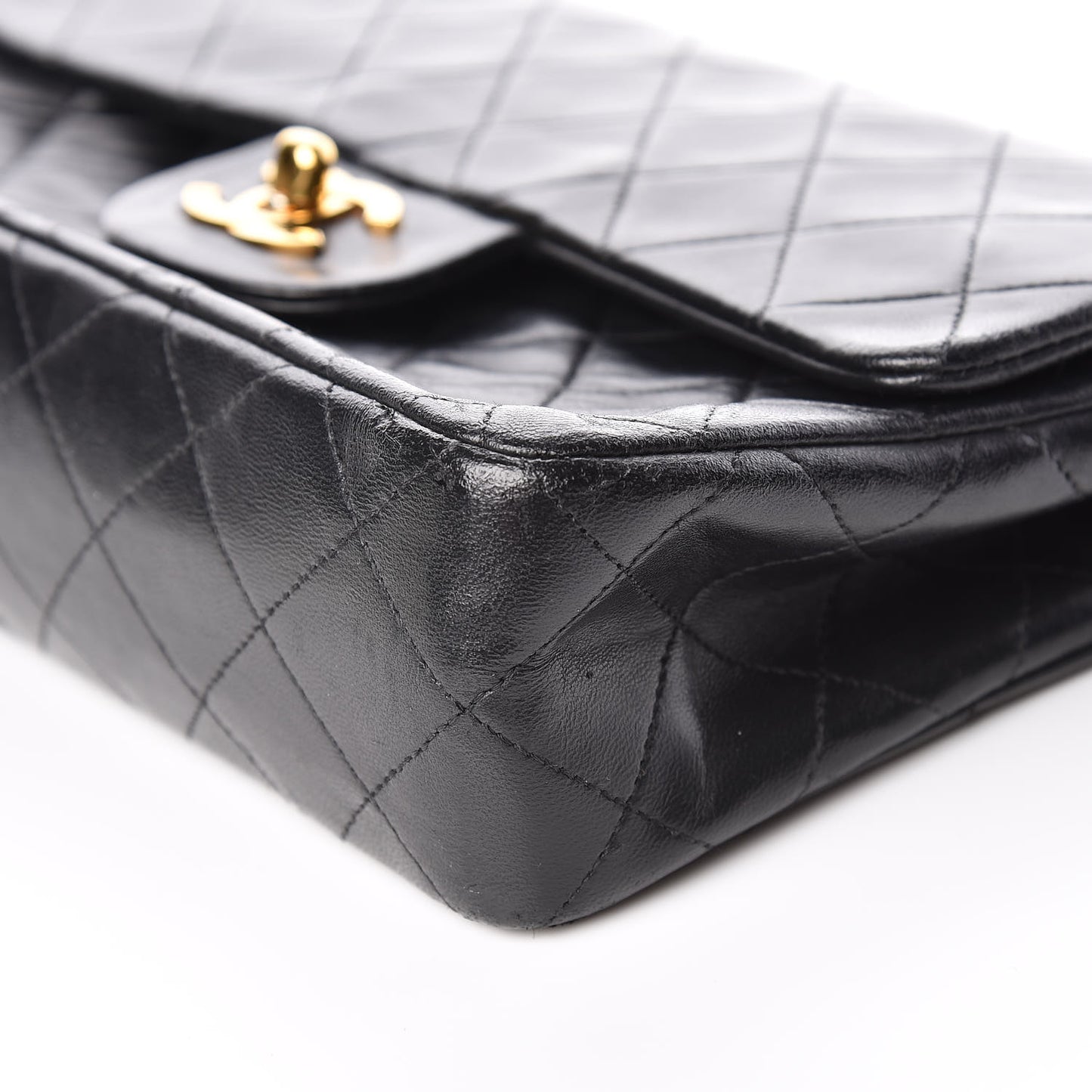 Lambskin Quilted Small Double Flap Black