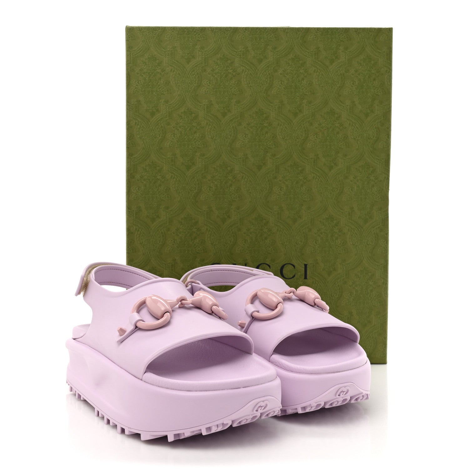 Gucci Soft Rubber Horsebit Touch Womens Strapped Sandals 36 Talc Pink 10 of 10